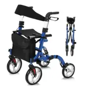 All Terrain Walkers for Seniors, Rollator Walker with Seat, Shock Absorber 12...