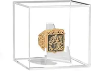 Championship Ring Display Case, Clear Baseball Ring Case, Acrylic Square Ring Box Display for Football Softball Championship Rings with Stand, Small Championship Ring Box 2.5 Inch -1 Pack
