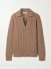 [Max Mara] Max Mara - Velo Cable-knit Linen Sweater - Light brown - xx large xx large Brown