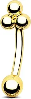 [OUFER] Rook Piercing Jewelry, 316L Surgical Steel Eyebrow Rings, 16G Curved Barbells, Gold Rook Jewelry, Eyebrow Piercing Jewelry, Daith Helix Rook Earrings for Women Men
