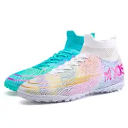 Nevenka Hightop Soccer Boots Spikes Shoes Unisex Outdoor Indoor Sneaker-2White Green