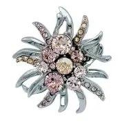 Oscar de la Renta Abstract Floral Ring with Peach Austrian Crystals, Size 6-7