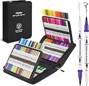 Ohuhu Markers for Adult Coloring Books: 120 Colors Brush Pens Dual Brush Fine Tip Drawing Pens Water-Based Coloring Markers for Adults Artist Calligraphy Sketching Bullet Journal