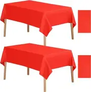 Red Plastic Table Cloth Rectangle Table 4 Pack,2.7m × 1.3m Tablecloth for 1.8m Tables,Table Cloth for Disposable Use,Table Cover