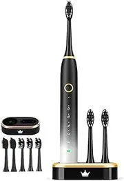 Electric Toothbrush for Adults, Electric Sonic Toothbrush with 5 Brush Heads and Charging Station, Rechargeable Electronic Toothbrush with 2 Minute Smart Timer and 5 Modes