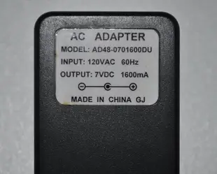 AC Adaptor Power Supply PSU 整流器 變壓器 電源轉接器 充電器 電供 7VDC 1600mA