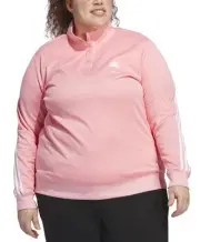 Adidas Plus Size 3-Stripes Snap-Collar Track Top - Semi Pink Spark/White Size 1X