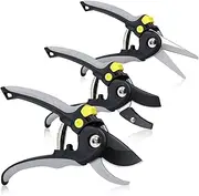 Jardineer 3PCS Garden Shears Set with SK5 Blades, Bypass Pruning Shears & Anvil Pruners for Gardening, Garden Clippers for Small and Large Hands