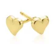 9ct Yellow Gold Heart Kids Stud Earrings