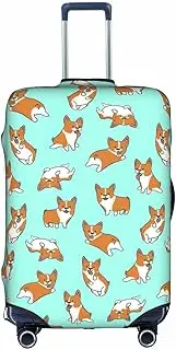 [pvinnk] Corgi Cute Dog Print Protective Luggage Cover Elastic Washable Suitcase Travel Gear Protector, White, Small