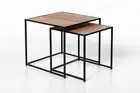 Solid Oak Wood Metal Frame Nesting Coffee Table Set of 2 FURNITURE