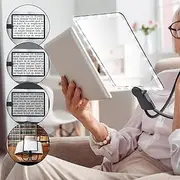 Large Hands Free Magnifying Glass for Reading,Full Book Page Magnifier with Flexible-Tube Stand and 50 Ultra-Bright Led Lights for Seniors Repair Sewing Newspaper Computer Phone Laptop