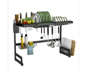85cm Dish Drying Rack Stainless Steel Drainer Over Sink Kitchen Organizer 2 Tier