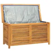 Outdoor Storage Box with Bag Liner Garden Patio Chest Bench Seat Solid Teak Wood