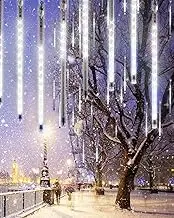 Cool White Meteor Shower Icicle Lights - 20 Tubes, 480 LED Raindrop With Timer Function - Cascading Falling Rain for Holiday Party Christmas Decorations