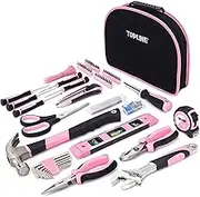 TOPLINE 208-Piece Pink Tool Kits for Women with Round Pouch, Small Tools Kit for Apartment, Home, Household Ladies Pink Tool Set for Best Gifts and Home Maintenance