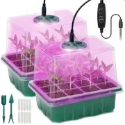 Seed Starter Tray, 2 Pcs Plant Propagation Station with Grow Light,Seedling S...