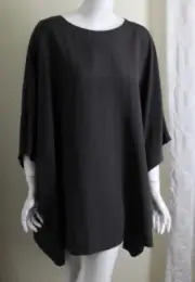 NWT the ROW Sz M Runs L+ Army Green 100% Silk 31"L Tunic Poncho Shirt Top ESTELA