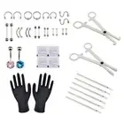 38PCS Professional Body Piercing Tool Kit Ear Nose Navel Nipple Needles Set~ft