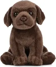 Living Nature Chocolate Labrador Puppy Plush Toy, Soft Stuffed Animal for Kids, 16cm Realistic Dog Teddy with Educational Fact Tags