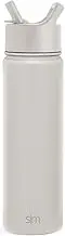 Simple Modern Water Bottle with Straw Lid Vacuum Insulated Stainless Steel Metal Thermos Bottles | Reusable Leak Proof BPA-Free Flask for Gym, Travel, Sports | Summit Collection | 22oz, Almond Birch