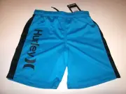 NEW Hurley sz 6 blue long walking elastic waist shorts boys youth drawstring