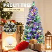 Costway 1.8M Pre-lit Artificial Christmas Tree with 9 Lighting Modes and 200 ...