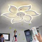 35" White Ceiling Fan with Lights, Flower Ceiling Fan with Light Remote Contr...