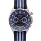 【SEIKO 精工】CS系列 三眼計時帆布材質錶帶手錶-藍灰色面X藍、白色/41mm(SSB409P1)