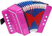 sourcing map Accordion 10 Keys Button Accordion Mini Musical Instrument Gifts for Adults Beginners Educational, Rose Red