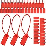 Cozy Core Plastic Tamper Proof Seals, 250mm Disposable Self-Locking Zip Ties for Fire Extinguishers, Pull Tite Security Tags (Red) (50 Pack)