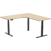 ERGOVIDA Electric Sit Stand Corner Desk Black Frame 1800 x 1800 x 750mm Oak Top