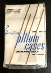 Vintage White Pillow Case Pair 100% Cotton Muslin Standard Grant Maid NEW