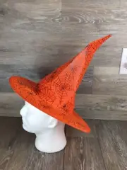 Witch Hat Halloween Costume Accessory Orange Spider Web Children’s One Size Fits