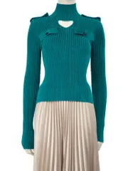 Turquoise Velour Cut Out Jumper