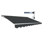 Motorised Outdoor Folding Arm Awning Retractable Sunshade Canopy Grey 4.0m x