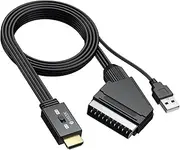 eSynic SCART to HDMI Converter, 1080P SCART to HDMI Adapter, 16:9/4:3 Switching Composite CVBS Audio Video Adapter, Supports PAL/NTSC for VCR/VHS/DVD Player
