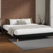 Oikiture Bed Frame King Size Bed Base Black Leather