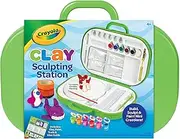 [CRAYOLA] Clay Scultping Station, Pottery for Kids, Paint and Create Modelling Clay Creations, Includes Built-in Pottery Wheel and Washable Paint Pots, Great Kids, Green (042912)