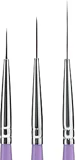 Beaute Galleria 3 Pieces Nail Art Long Striper Brush Set (12mm, 16mm, 22mm) for Thin Long Fine Line, Detailer, Striping, Color Block, One Stroke