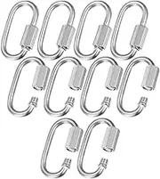 uxcell 10-Pack Quick Chain Link Connector, M4 5/32 304 Stainless Steel D-Shape Locking Repair Chain Links for Swing/Camping/Hiking/Backpack, Twist Key Ring Screw Chain Link [Silver]
