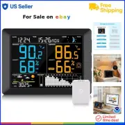 Wireless Weather Station Atomic Clock Large LCD Indoor Outdoor Sensor