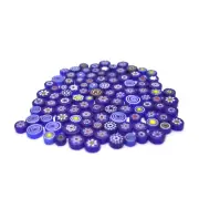 Blue - Glass Beads Millefiori, 100g ( 100 pieces), Dia 9-13mm