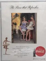 1953 ballet dancers ballerina backstage Coca-Cola vintage print ad
