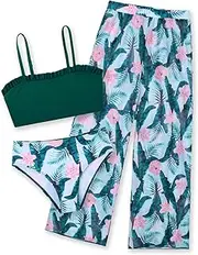 [TUONROAD] Girls 3 Pieces Bikini Bathing Suit with Rash Guard Pants Quick Dry Swimsuit Cover-Up Sets 6-12T