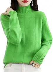 [Zadaos] Women's High Collar Sweater 100% Mink Cashmere Knitted Pullover Solid Color Slim Jumper Light EN8 S