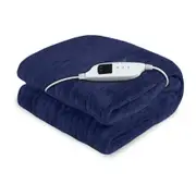 Laura Hill Heated Electric Blanket Throw Rug Warm Fleece Winter Blue