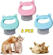 3 Pieces Cat Comb Pet Short Hair Removal Massaging Shell Soft Deshedding Brush Grooming and Shedding Matted Fur Remover Massage Undercoat Rake Dematting Tool for Dog Puppy Rabbit Bunny (3 Piece)