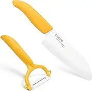 Kyocera Santoku Knife and Peeler Set Knife and Peeler Set, Yellow, FK-140WHCP10NYL