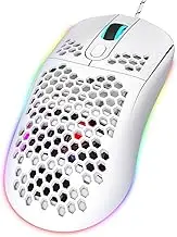 Wired Gaming Mouse, 8000 DPI RGB Gaming Mouse with Backlight X600, 6 Programming Buttons, Ergonomic Gaming Mouse Gamer Mouse for Laptop (White)